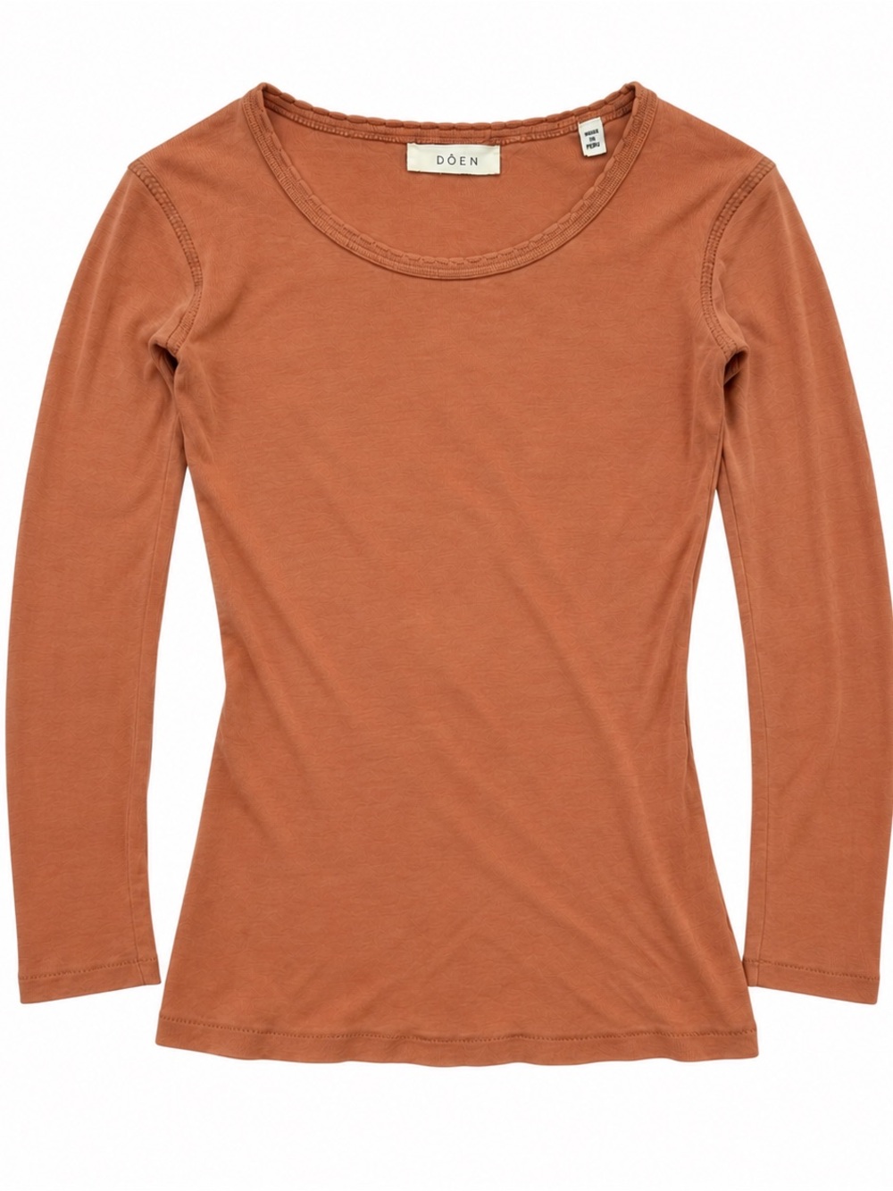 Doen Scoop Neck Long Sleeve Top in Burnt Terracotta